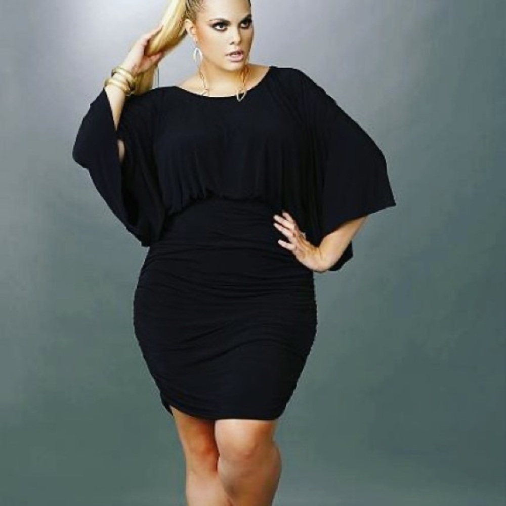 Black dolman sleeved Monif C dress